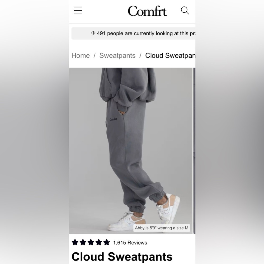 Comfrt Wolf Gray Cloud Sweatpants xs unisex